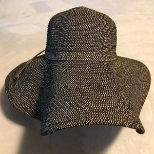 Vivian Collection Brown & Black Wide Brimmed Floppy Sunhat